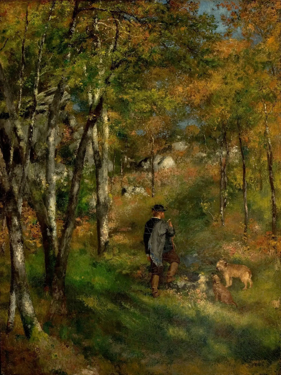 Jules le Cœur ve köpekleri Fontainebleau ormanında - Pierre-Auguste Renoir
