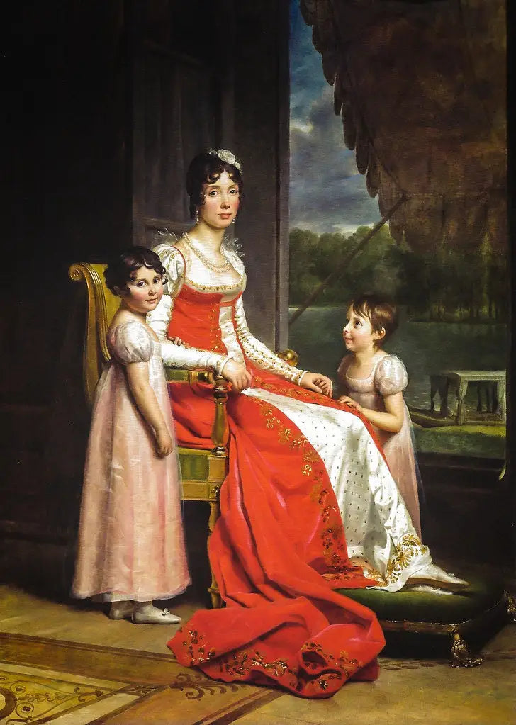 Julie Bonaparte İspanya Kraliçesi olarak, kızları Zénaïde ve Charlotte ile - François Gérard