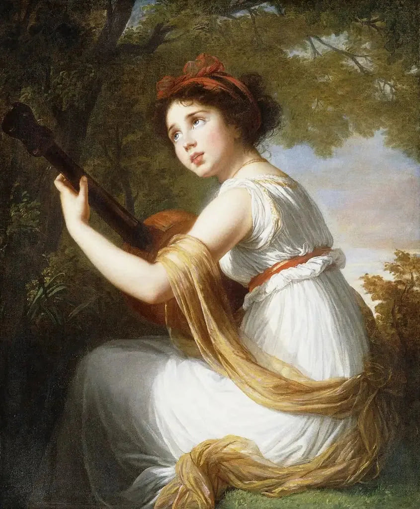 Julie Le Brun gitar çalarken - Elisabeth Vigeé Le Brun