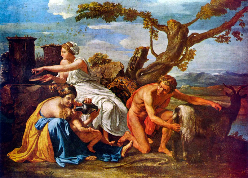 Jüpiter Çocuk Beslenen Keçi Amalthée - Nicolas Poussin