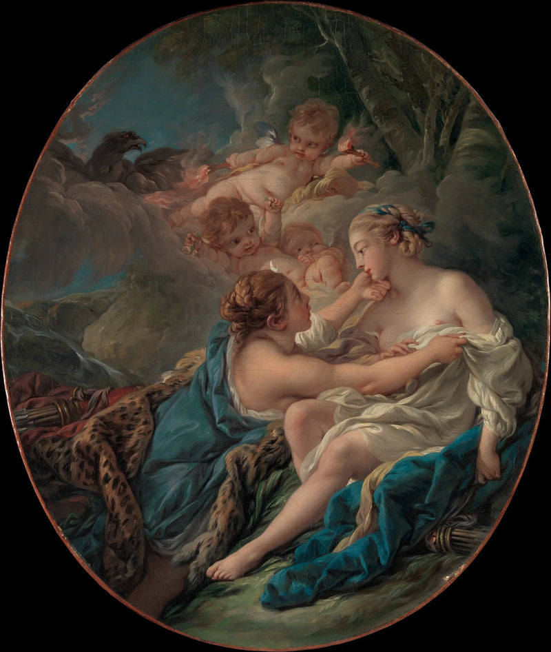 Jüpiter, Diane ve Callisto'nun tasvirleri altında - François Boucher