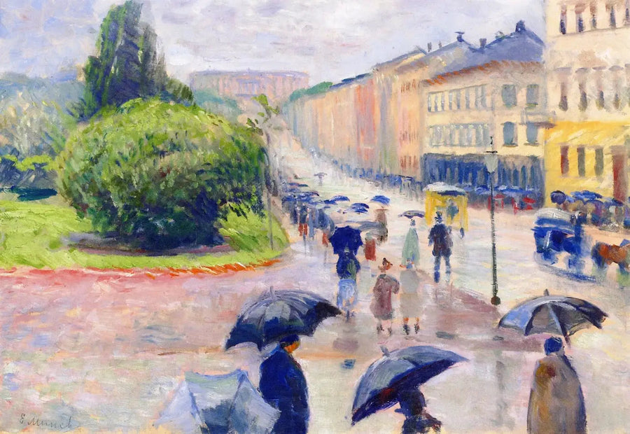 Yağmur Altında Karl Johan - Edvard Munch