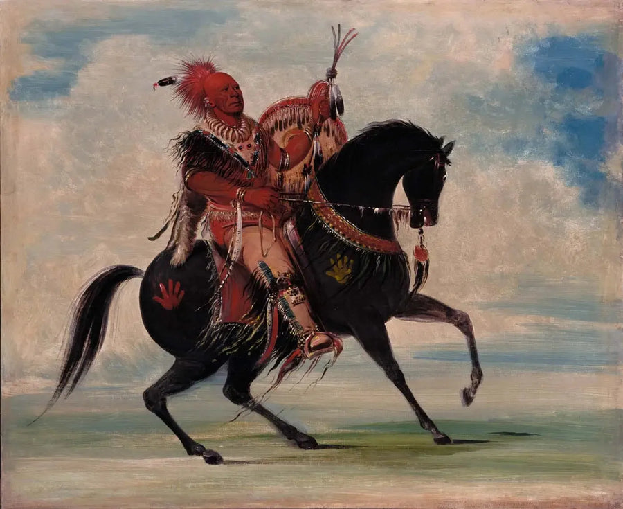 Kee-o-kúk, dikkatli tilki, kabile lideri, at üzerinde - George Catlin