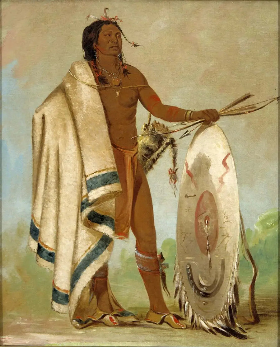 Kotz-a-tó-ah, Dumanlı Kalkan, seçkin bir savaşçı - George Catlin