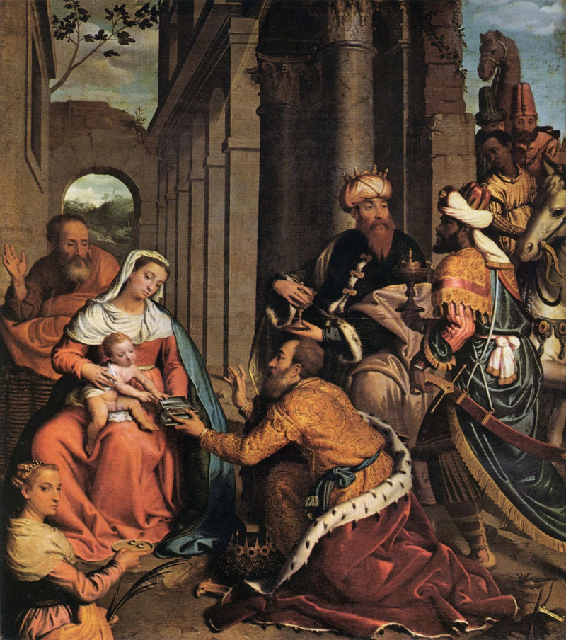 Magi'nin Tapınması ve Aziz Luka - Giovanni Battista Moroni