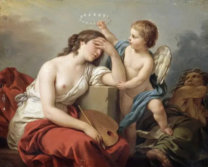 Sanatların Aşkı, düşmanlarının gülünç ve zehirli yazılarını teselli eder - Louis Jean François Lagrenée
