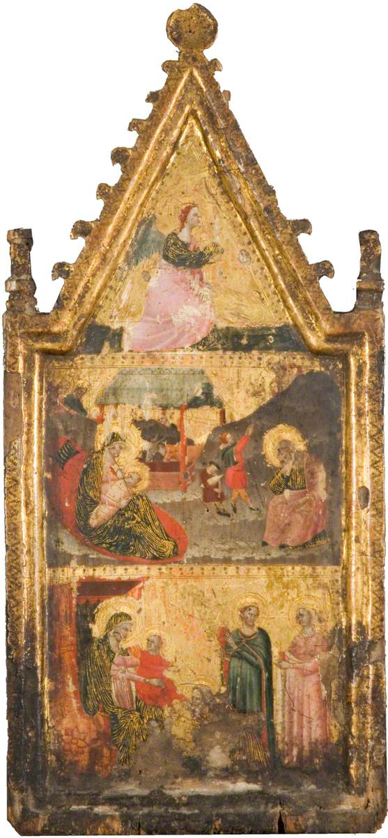 Müjde Anonsu Meleği (üstte), Doğuş ve Çobanlara Müjde (ortada), Magi'nin Ziyafeti (aşağıda) - Giovanni Baronzio
