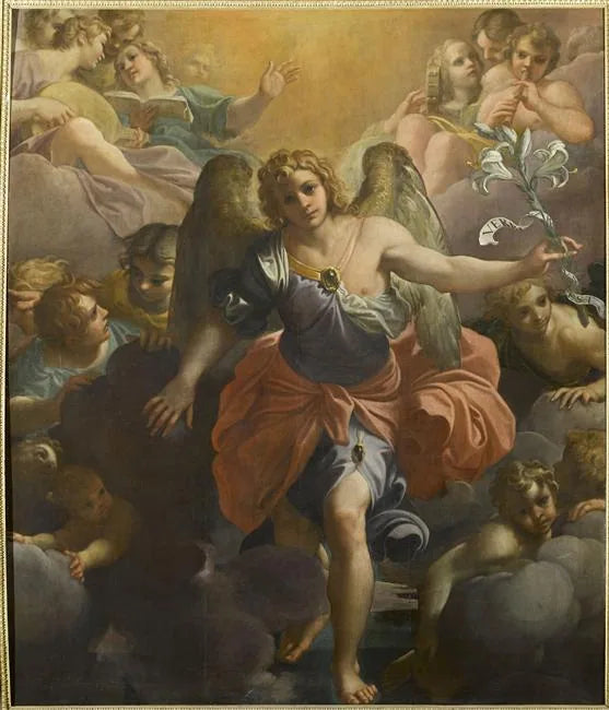 Melek Gabriel, müzisyen melekler ve serafilerle dolu bir yücelikte - Annibale Carracci