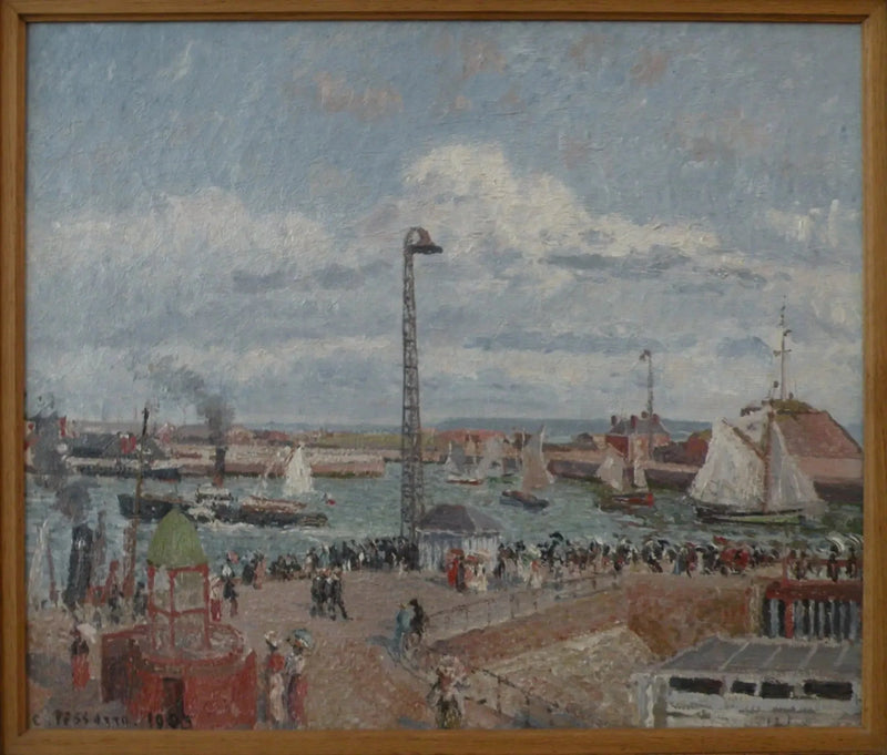 Pilotların kulpu Le Havre'de. Açık deniz. Öğleden sonra. Güneş - Camille Pissarro