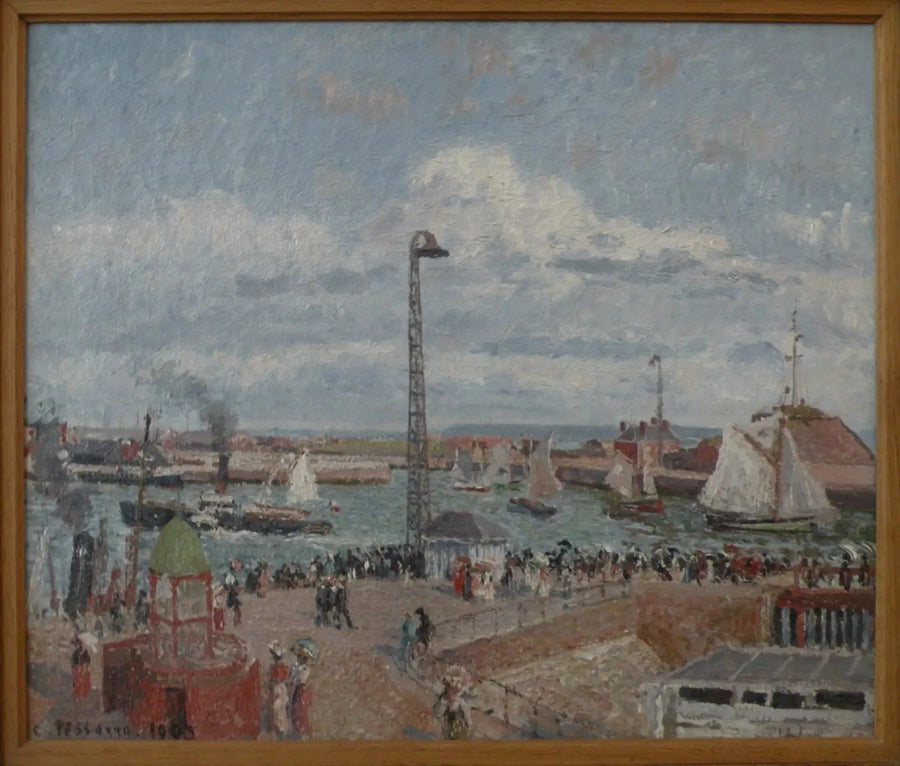 Pilotların kulpu Le Havre'de. Açık deniz. Öğleden sonra. Güneş - Camille Pissarro