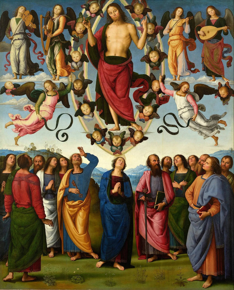 İsa'nın Yükselişi, Meryem Ana ve havarilerin huzurunda - Pietro Perugino
