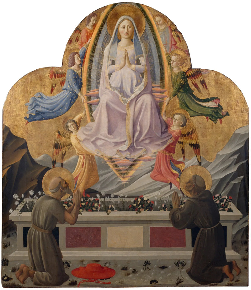 Meryem Ana'nın Yükselişi ve Azizler Jerome ile François ile - Zanobi Strozzi