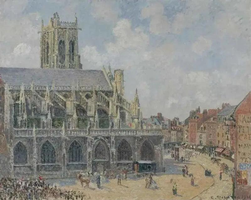 Dieppe'deki Saint-Jacques Kilisesi, güneş, sabah - Camille Pissarro
