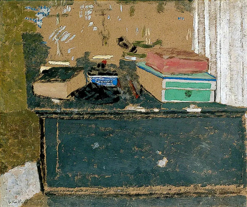 Mavi mürekkep şişesi şömine üzerinde - Édouard Vuillard