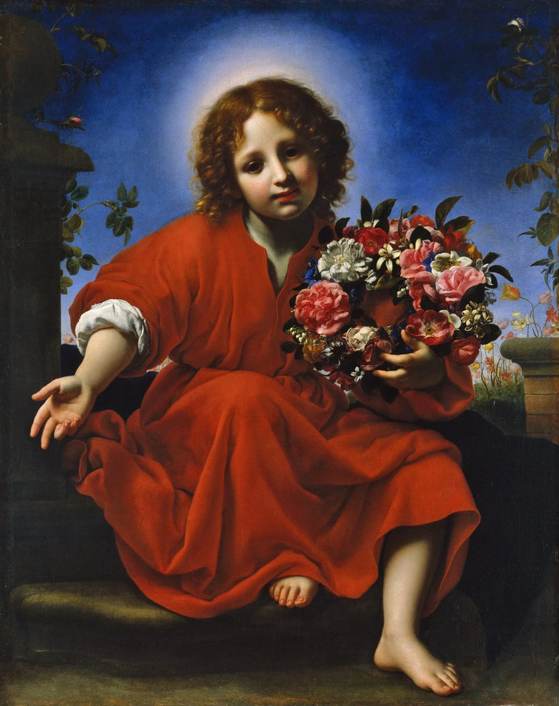 Çiçeklerle Taç Takmış Çocuk İsa - Carlo Dolci