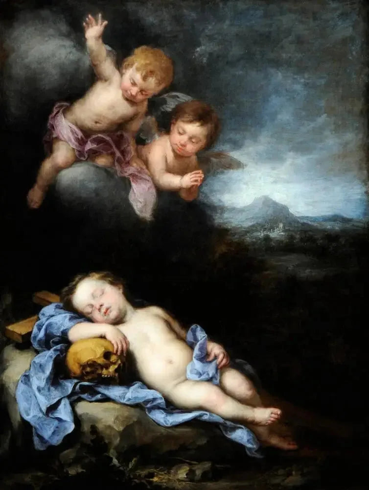 Uyuyan Çocuk İsa ve Haç - Bartolomé Esteban Murillo