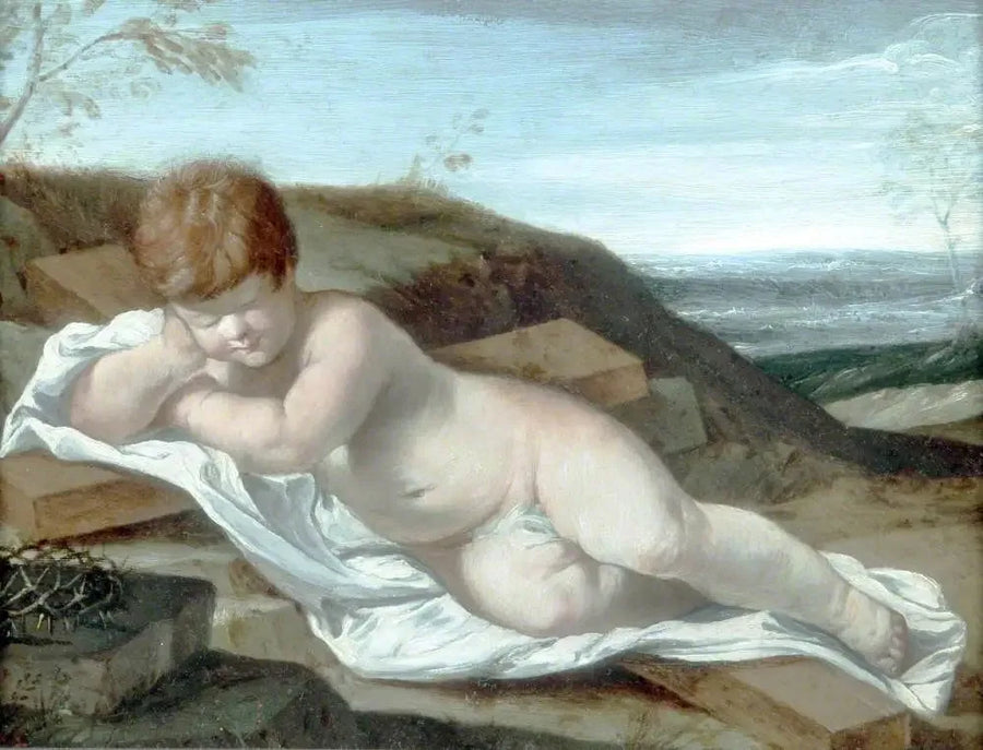 Uyuyan Çocuk İsa ve Haç - Guido Reni