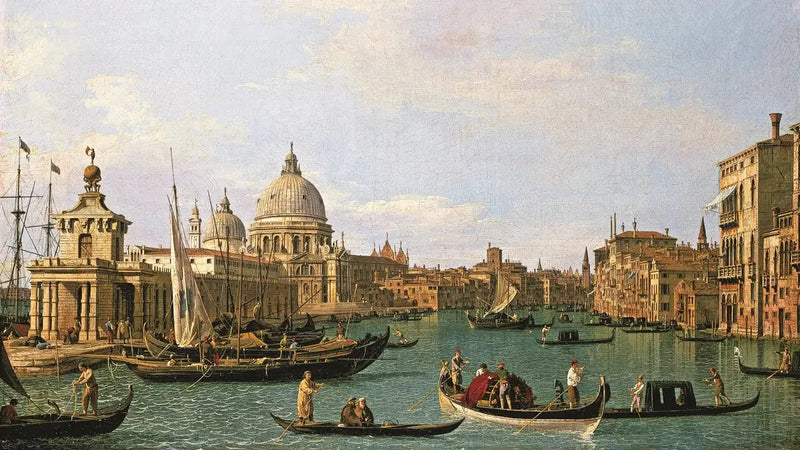 Kanal Grande girişleri Punta della Dogana ve Santa Maria della Salute - Canaletto