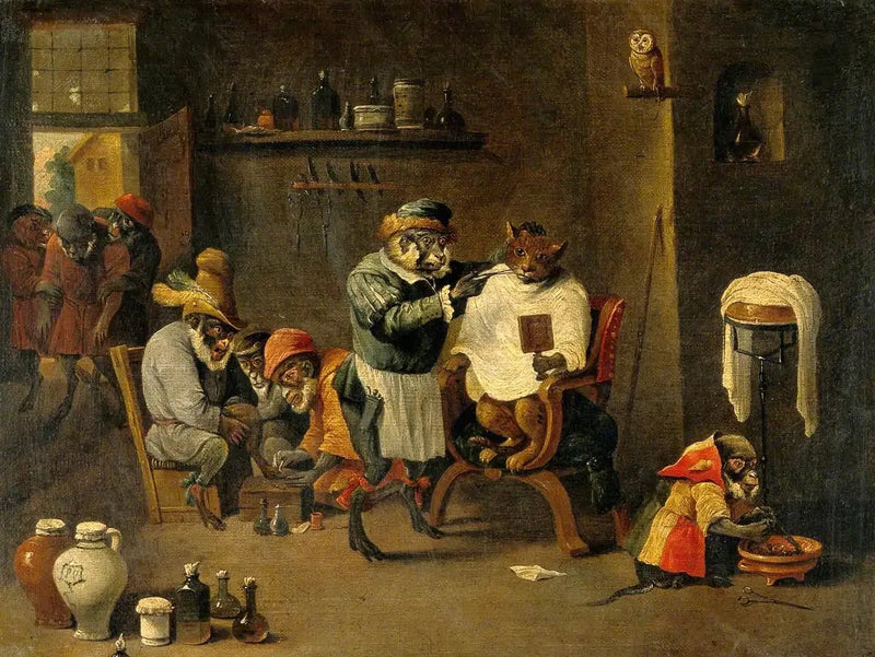 Bir maymun berber cerrahı - David Teniers le Jeune