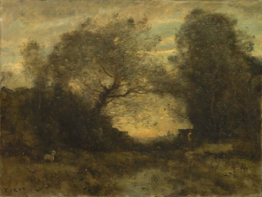 Ağaç girişindeki gölet - Jean-Baptiste Camille Corot