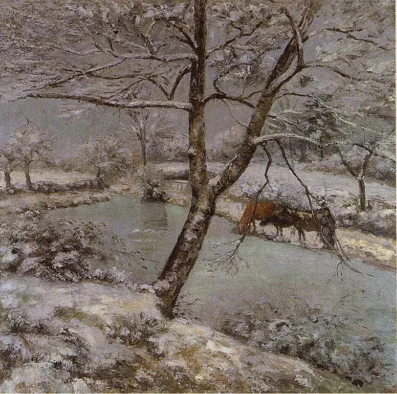 Montfoucault Gölü kışın, kar etkisi - Camille Pissarro