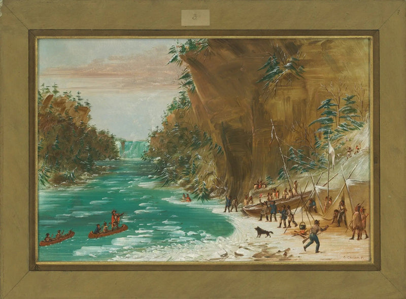 Niagara Şelaleleri'nin altında kamp yapan gönderi. 20 Ocak 1679 - George Catlin