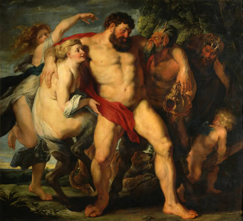 İçki İçmiş Herkül, Bir Çift Satyr Tarafından Yönlendirilmiş - Peter Paul Rubens