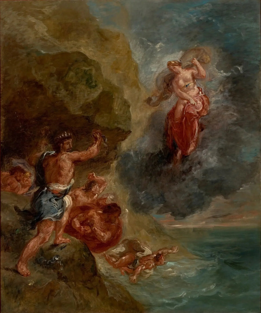 Kış - Junon, Aeneas'ın filosunu yok etmesi için yalvarıyor - Eugène Delacroix
