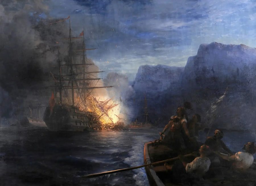 Kanaris tarafından Türk amiral gemisinin yangını - Ivan Aïvazovski