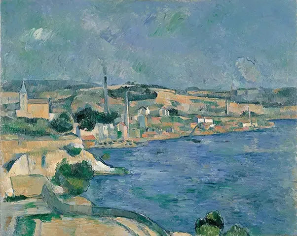 Marsilya Körfezi, l'Estaque yakınlarındaki Saint-Henri köyü manzarası ile - Paul Cézanne