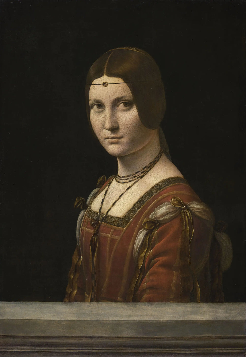 Reproduction du tableau « La Belle Ferronnière - Léonard de Vinci » par Alpha Reproduction en peinture à l’huile