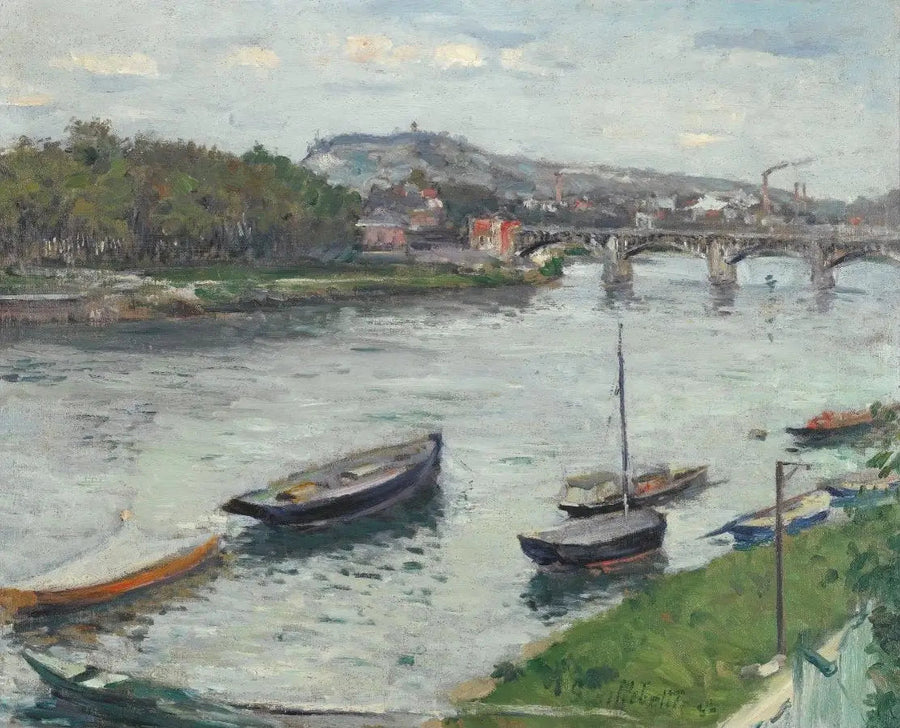 Argenteuil'deki Kıyı ve Köprü - Gustave Caillebotte