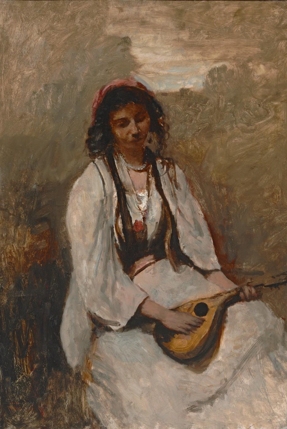 La Bohémienne à la mandoline assise - Jean-Baptiste Camille Corot