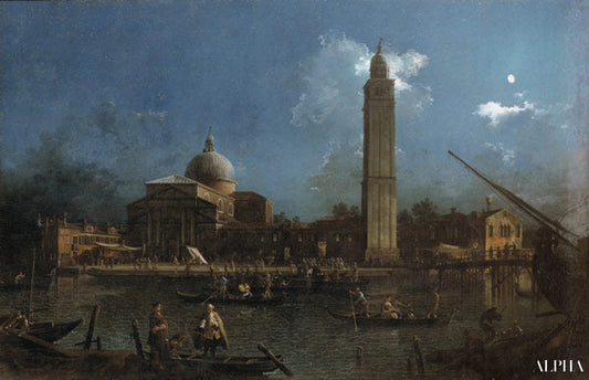 La célébration nocturne devant l'église San Pietro di Castello - Giovanni Antonio Canal - Reproductions de tableaux et peintures haut de gamme