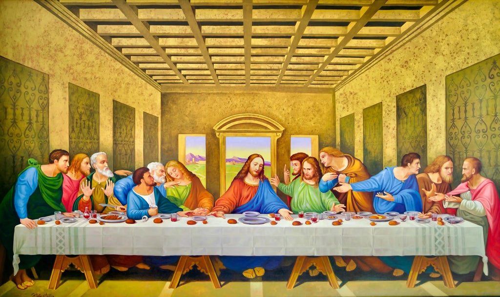 La Cène – Une réinterprétation du chef-d'œuvre de Léonard de Vinci par Master Apollon | 270 x 160 cm image 1 tableau peint à l’huile sur toile