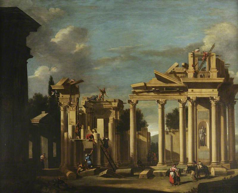 Bir Manzara İçinde Klasik Bir Tapınak İnşası - Sebastiano Ricci