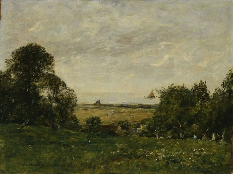 Trouville Yakınındaki Kıyı, Yüksekliklerden Görünüm - Eugène Boudin