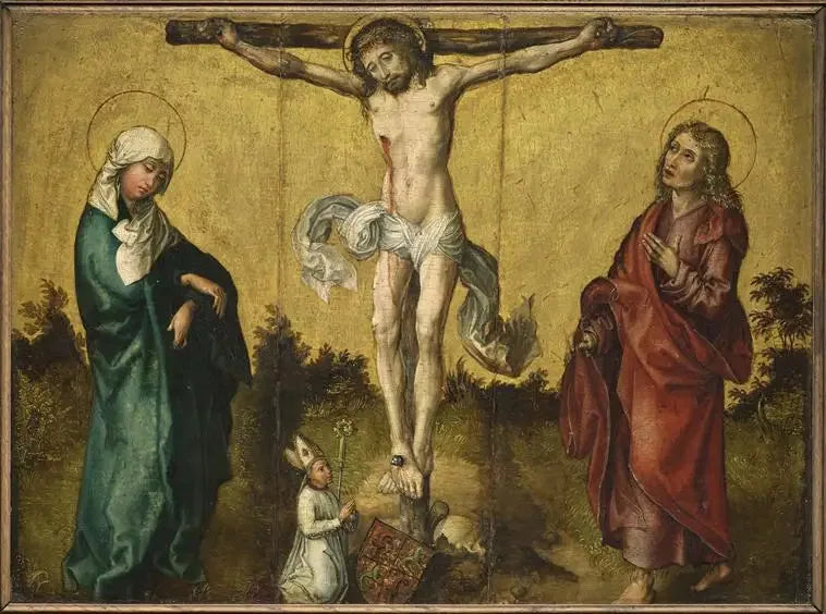Meryem, Aziz John ve bir bağışçı ile Çarmıha Geriliş - Albrecht Dürer