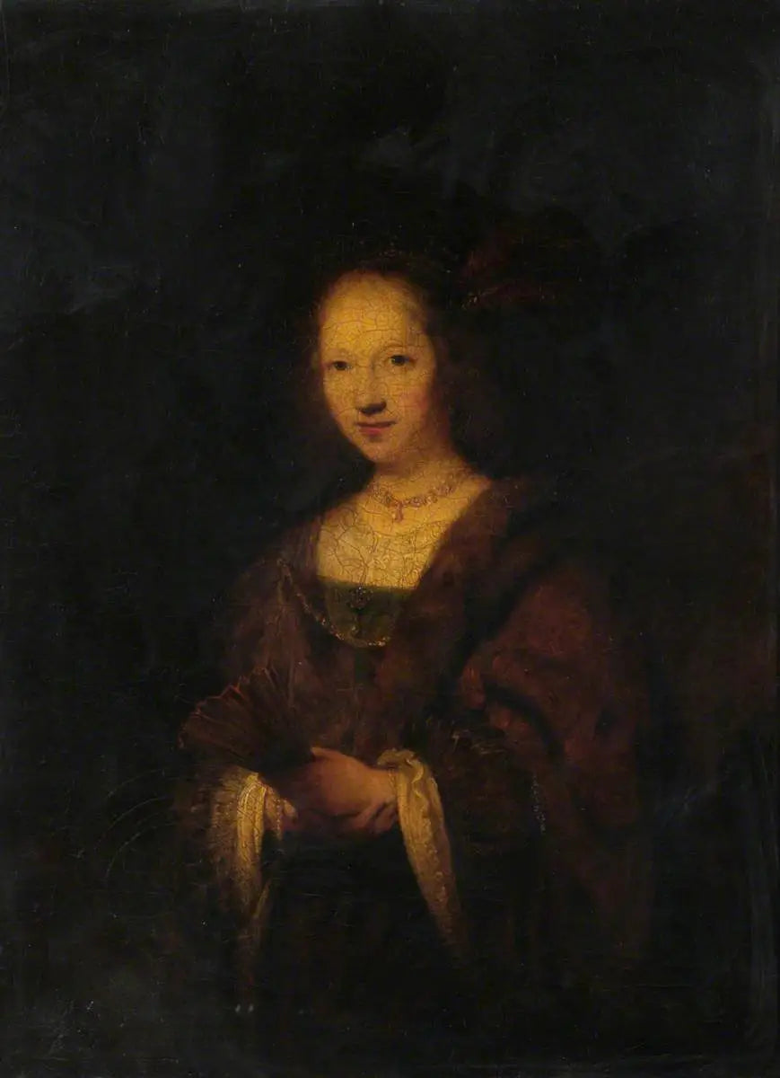 Dame de l'éventail (Rembrandt'a göre) - Joshua Reynolds