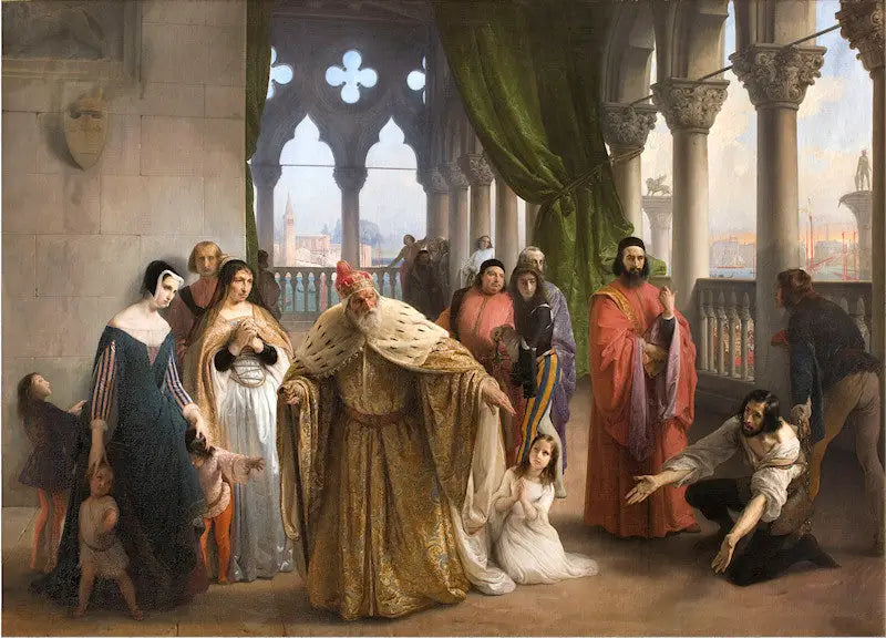 Jacopo Foscari ve ailesinin sürgüne gitmeden önceki son buluşması - Francesco Hayez