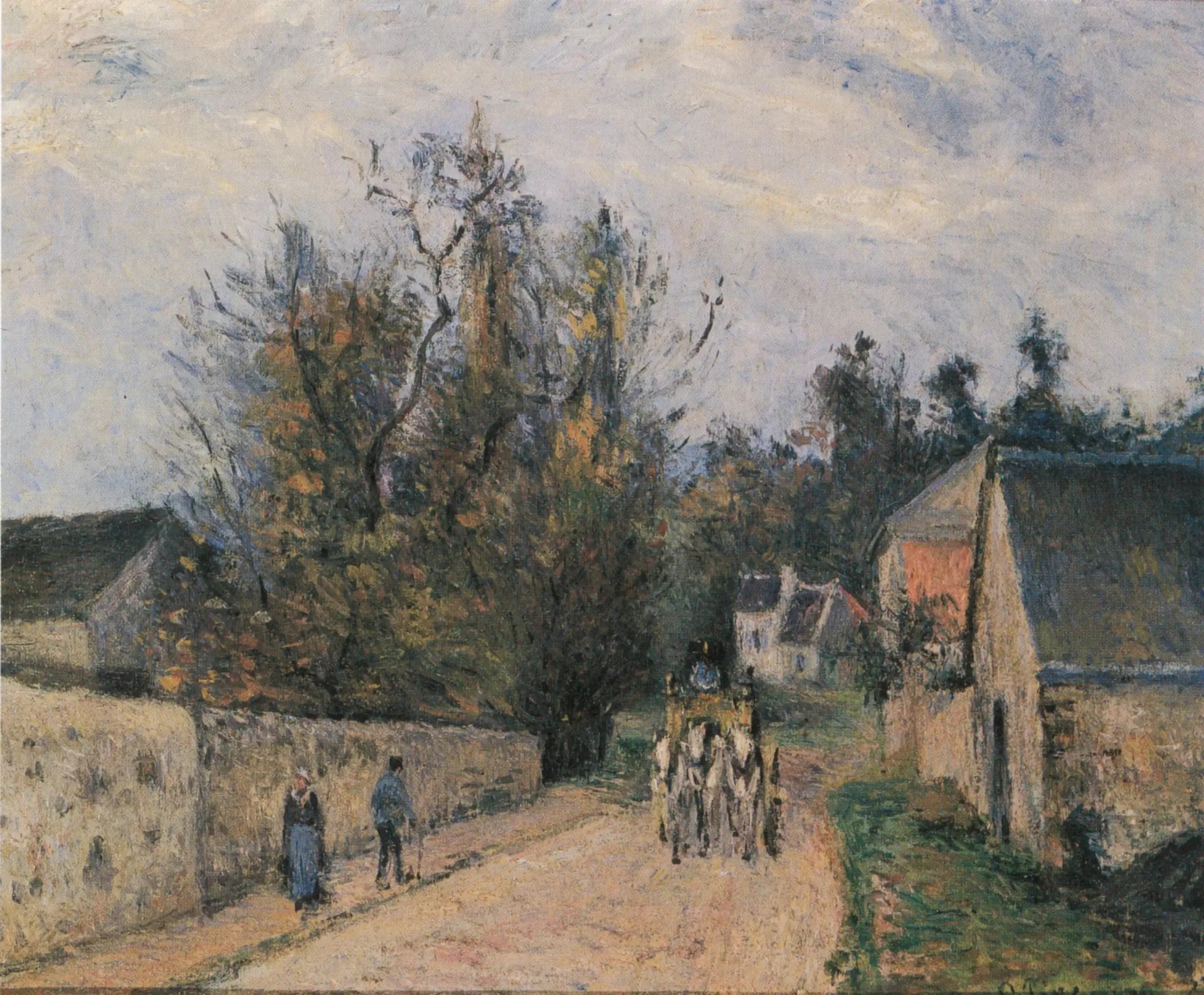 La Diligence, route d'Ennery à l'Hermitage, Pontoise - Camille Pissarro image 1 reproduction de peinture à l’huile