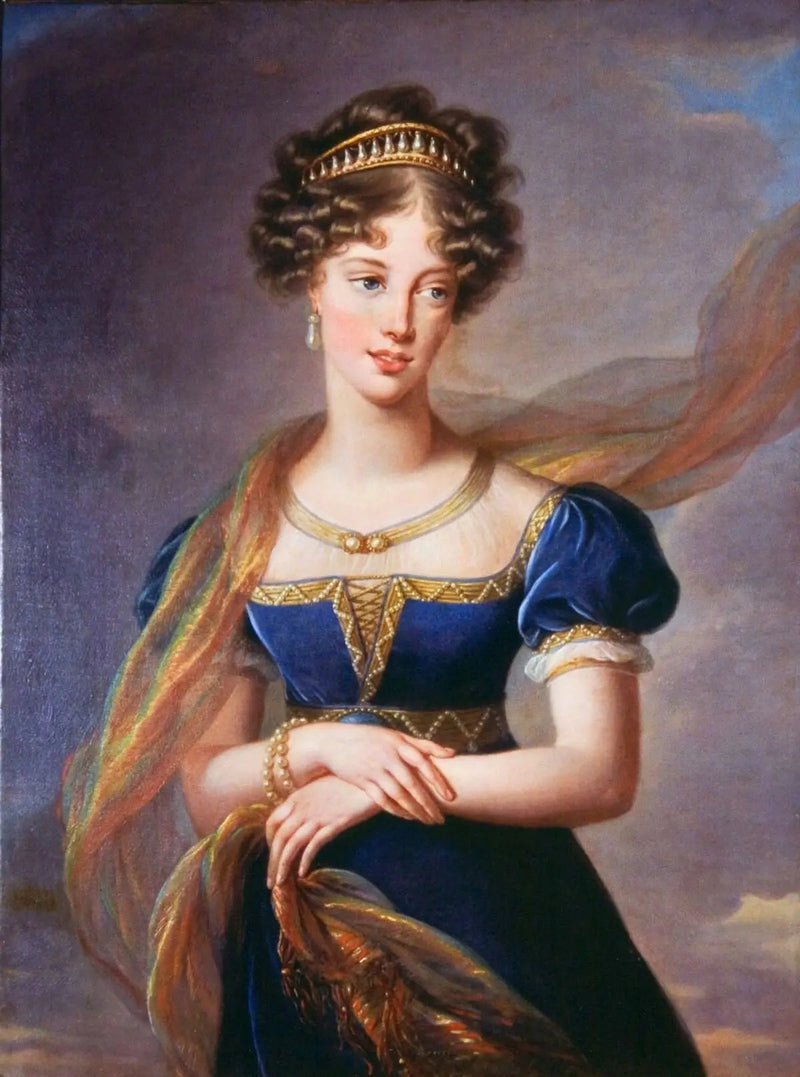 Mavi kadife elbise giymiş Berry Düşesi - Élisabeth Vigée Le Brun