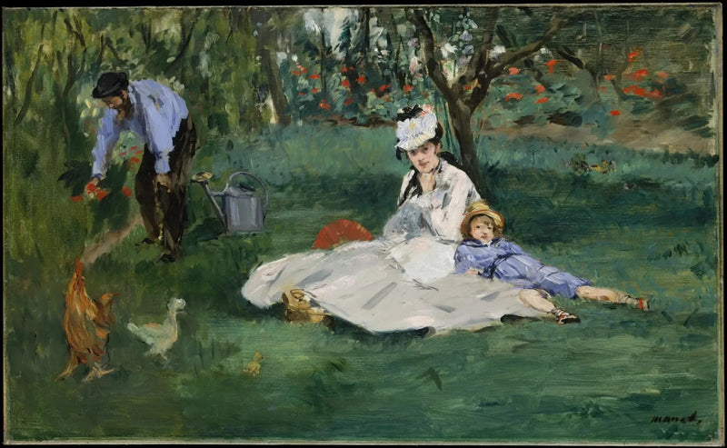 Monet Ailesi'nin Argenteuil'deki Bahçelerinde - Édouard Manet