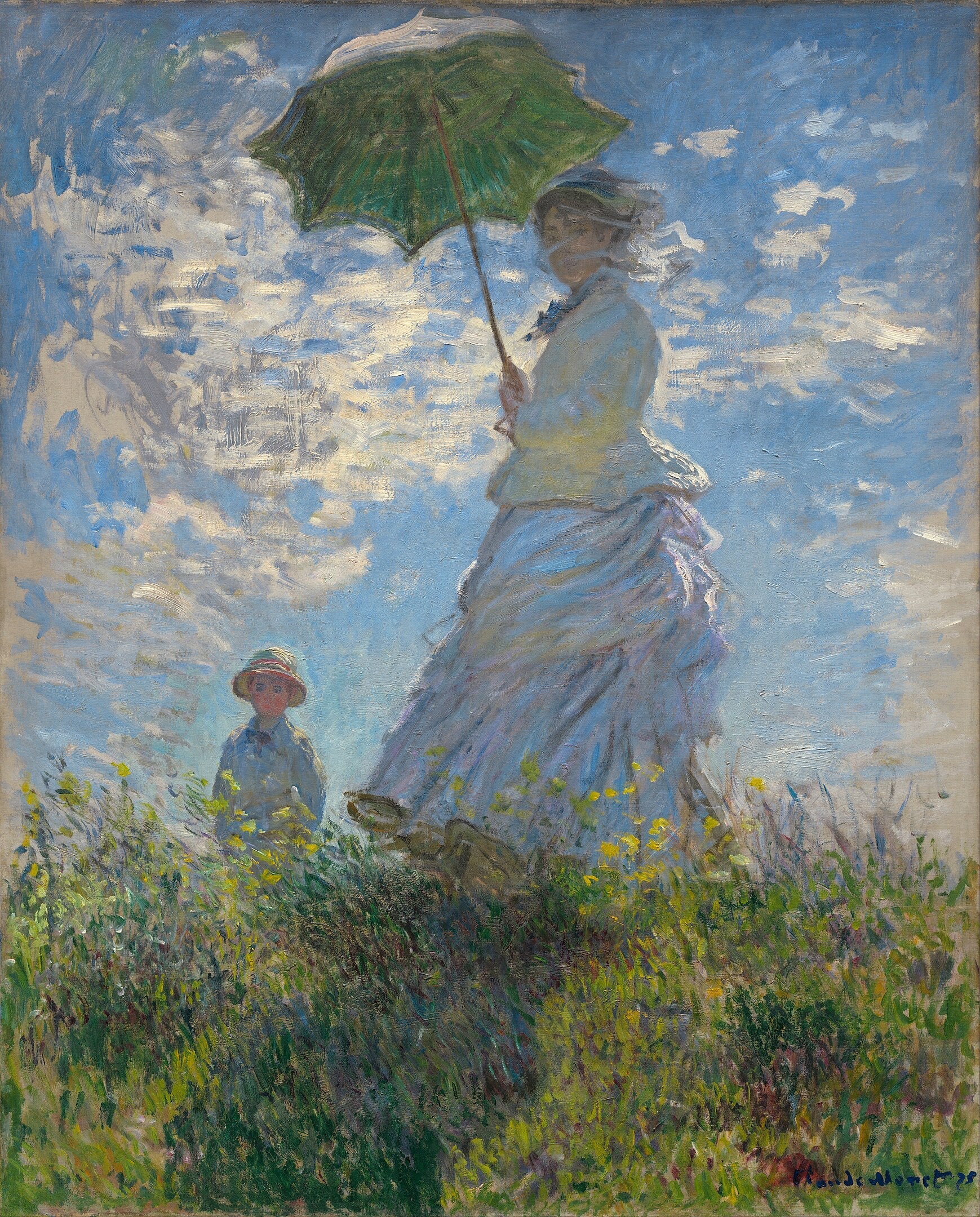 Şemsiye Altındaki Kadın — Madame Monet ve Oğlu (yürüyüş) - Claude Monet