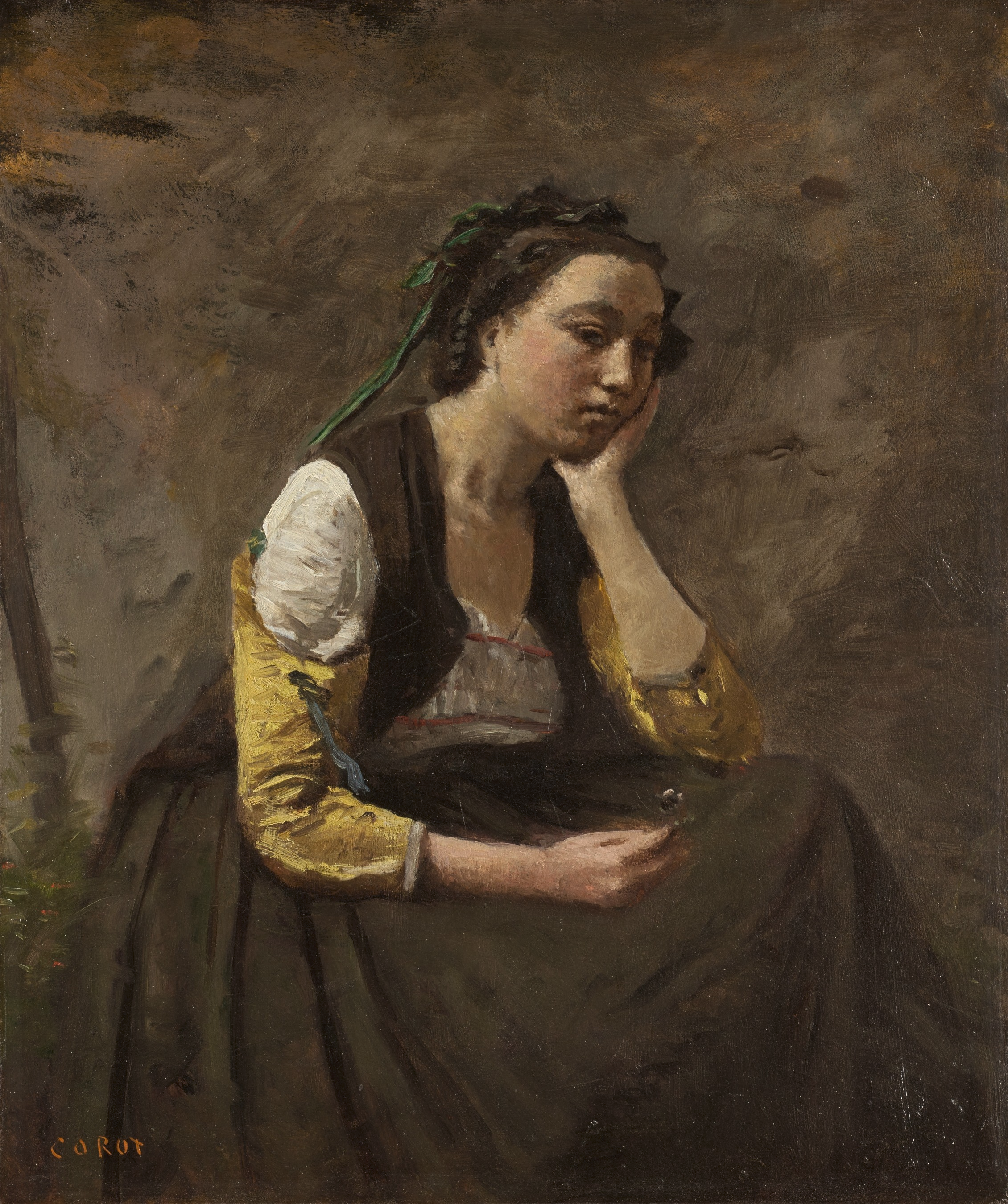La femme à la pensée - Jean-Baptiste Camille Corot