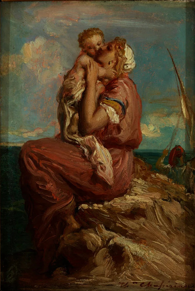 Mola di Gaeta balıkçısının kadını ve çocuğunu öpüşü - Théodore Chassériau