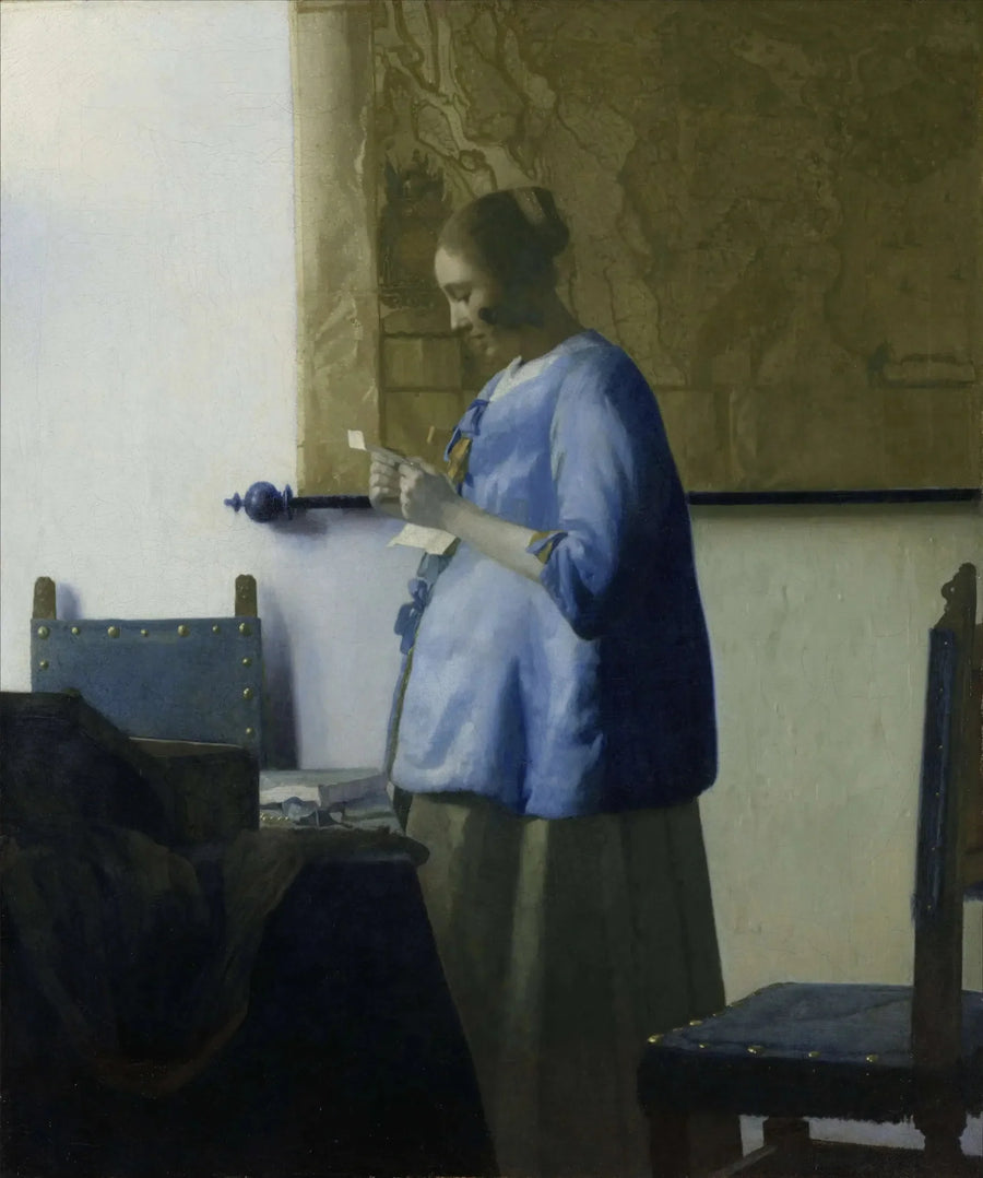 Mavi elbiseli kadın bir mektup okuyor - Johannes Vermeer
