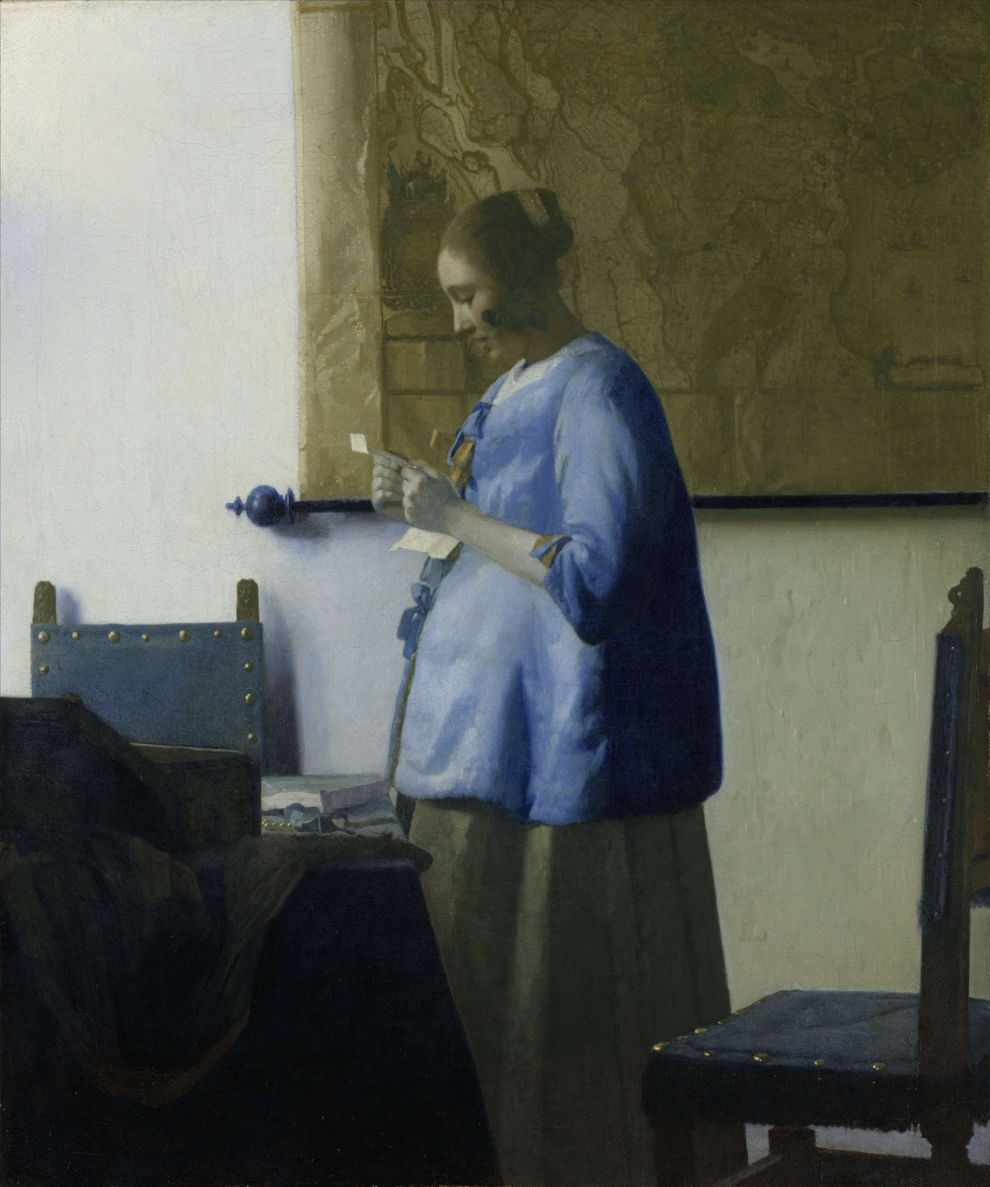 Reproduction du tableau « La Femme en bleu lisant une lettre - Johannes Vermeer » par Alpha Reproduction en peinture à l’huile