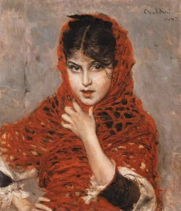 Kırmızı Şal Giyen Kız - Giovanni Boldini