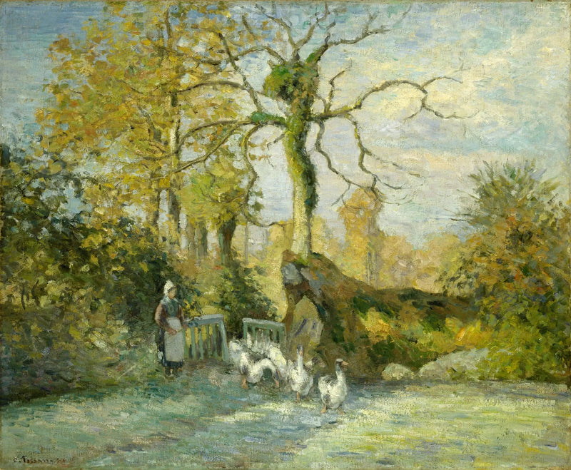 Montfoucault'ta Kaz Bekçisi (Beyaz Don) - Camille Pissarro